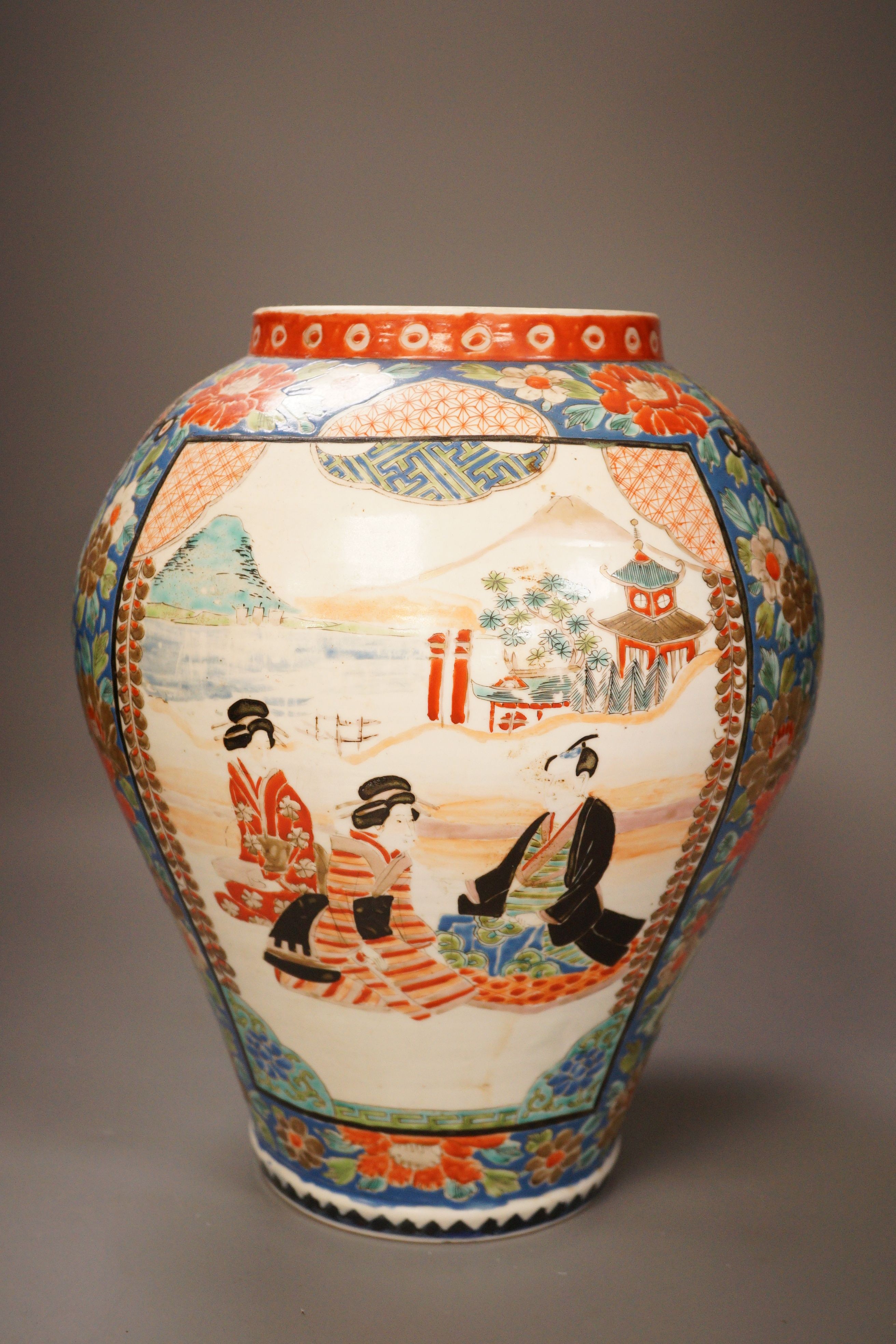 A Japanese kutani style vase, 32cm